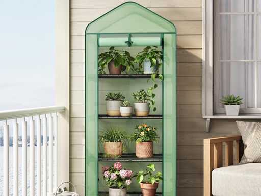 Plantenkas, mobiele kas op wielen, 130 g/m² Pe zeil, 4 planken