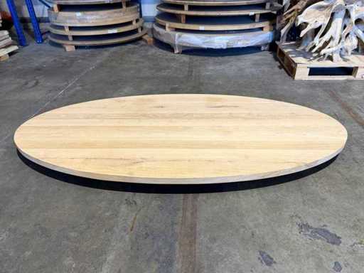 Eiken ovaal tafelblad 200 cm.