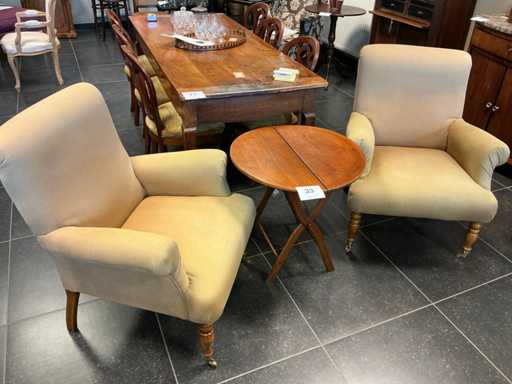 Fauteuil (2x) + opklapbare bijzettafel