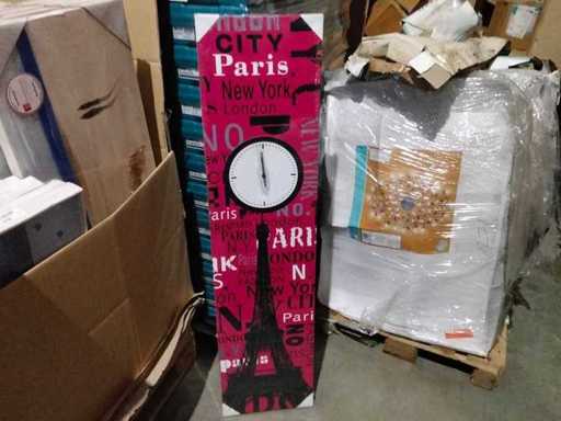 Leinwandmalerie Paris mit einer echten funktionierenden Uhr. (12x)