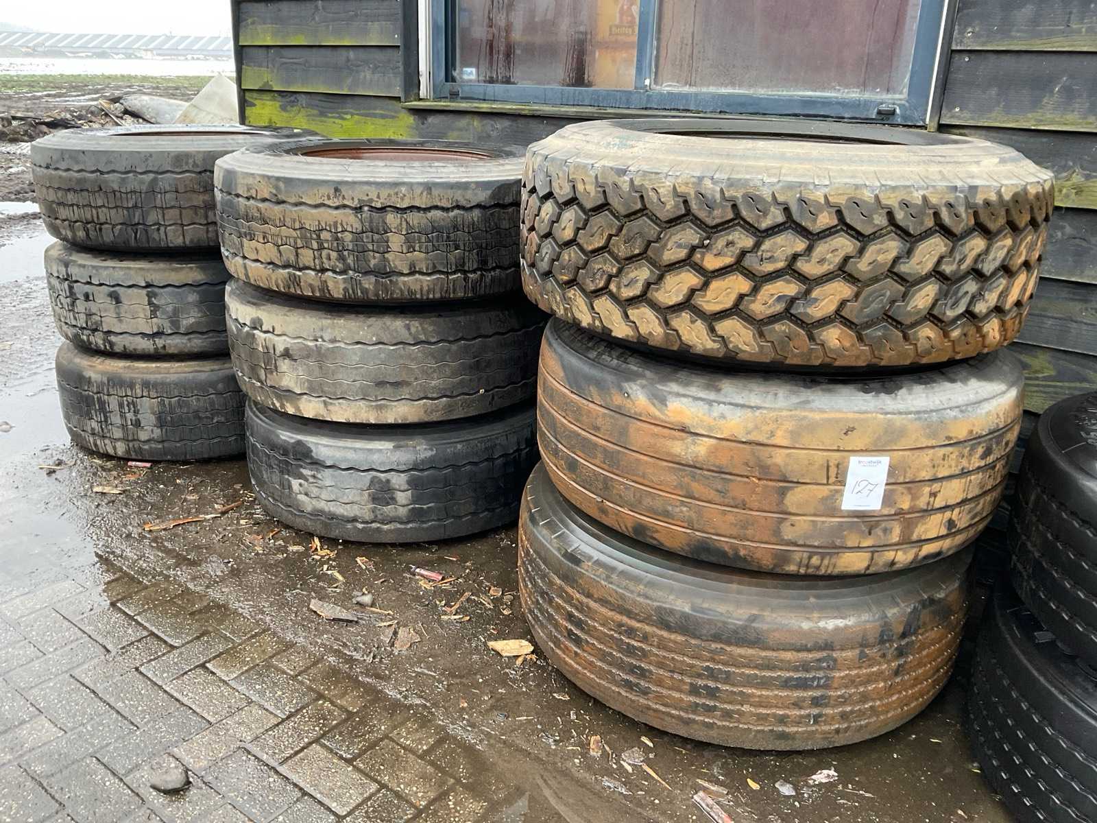 Truck tire on rim (9x)