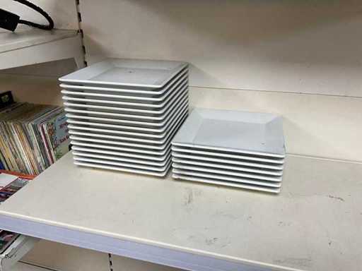 Assiettes de mélamine carrées d’épicerie (23 fois)