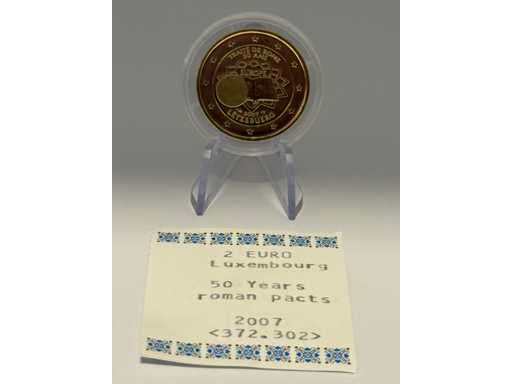 Moneta commemorativa di 2 euro placcata in oro, Lussemburgo Trattato di Roma 2007