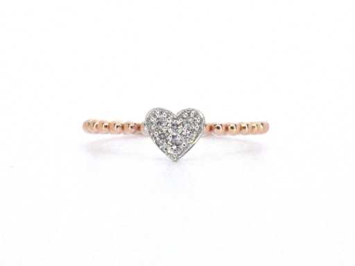 Rosegouden ring met hartje volledig gezet met diamanten