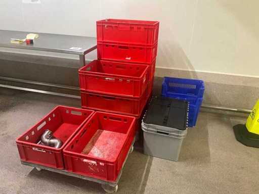 Lot of various PVC stacking bins (10x)