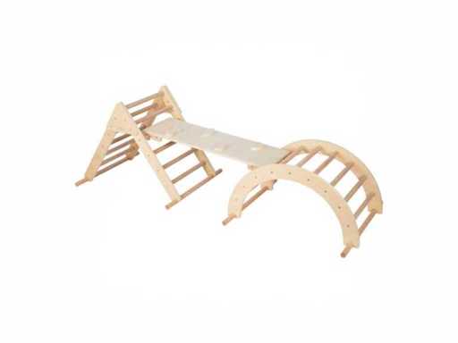 Sunny Charlie 3-in-1 houten klimdriehoek met klimwand en rocker