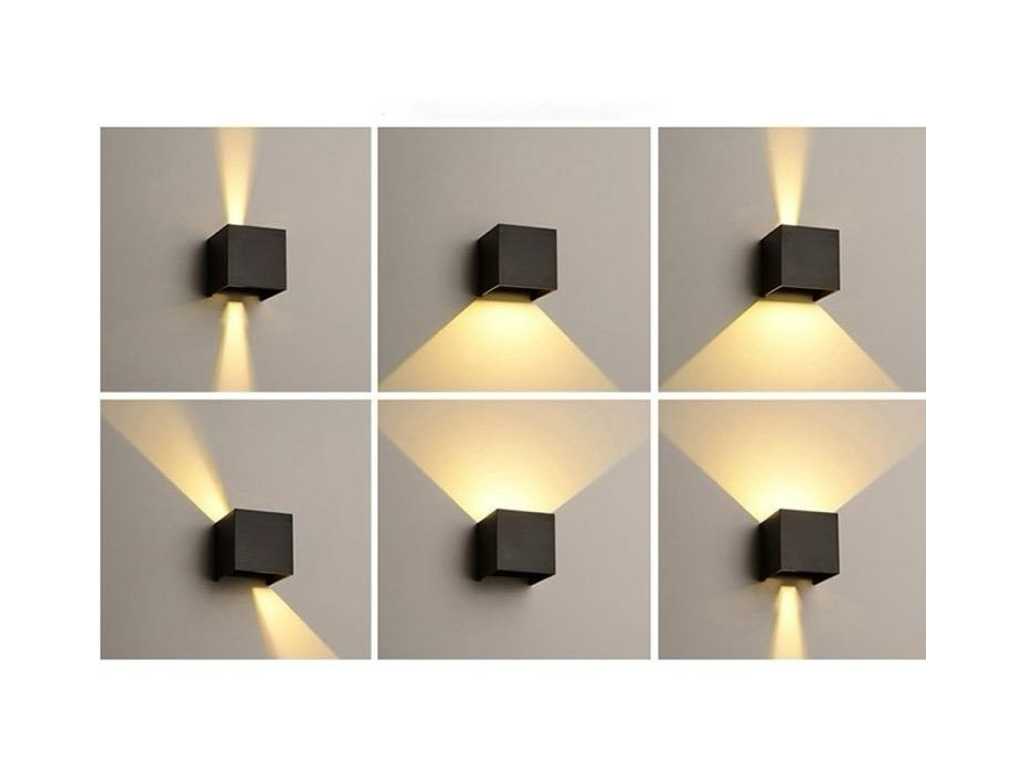 10 x LED Wandlamp - Bidirectioneel - Kubus (SW-2312-2) - 10W (Zwart)