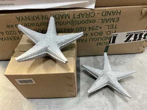 Fair Trade beeldje zeester grijs +/- Ø17 x 4cm hoog (22x)