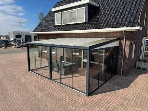 Aluminium Canopy 6x2.5m – Polycarbonate Opal 16mm – Anthracite RAL 7016