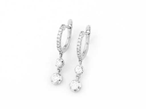 Boucle d’oreille en or blanc 14 nuds avec diamant naturel
