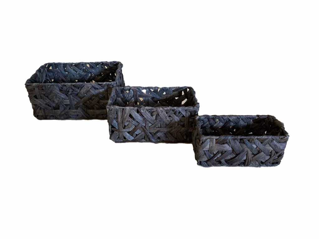 Baskets rectangular set 3 dark grey 28.5x18x13cm