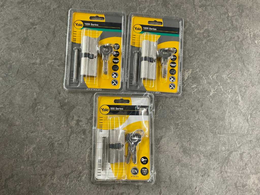 Yale - 1000/500 - set serrature a cilindro, 3 pezzi