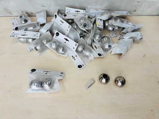 INSPIRE (x30) - Set van 2 balgordijnstangen met knoppen, nikkelgeplateerd verchroomd messing