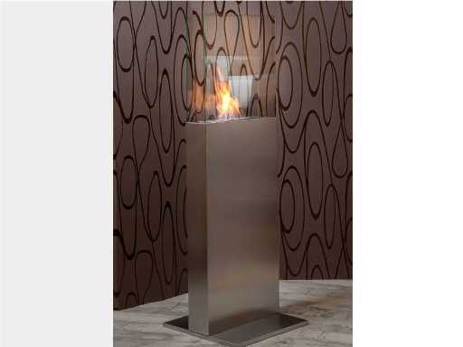 Bodenkamin BLANCHE | Frei stehender Bio-Ethanol Säulenkamin | Stahlgehäuse in Edelstahl