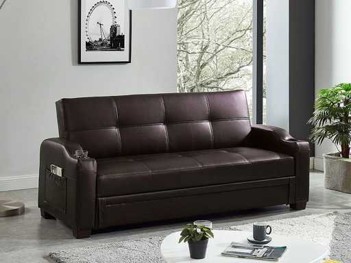 Sofa bed slaapbank in imitatie - Bruin