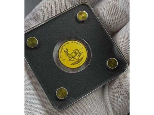 Hoogwaardige gouden munt van 1/500 oz met een klassiek springbokmotief uit de internationale "Bullion Coins of the World"-serie en artistiek ontwerp