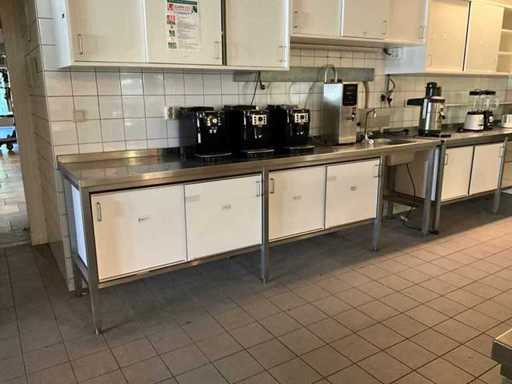 RVS spoeltafel met onderkasten