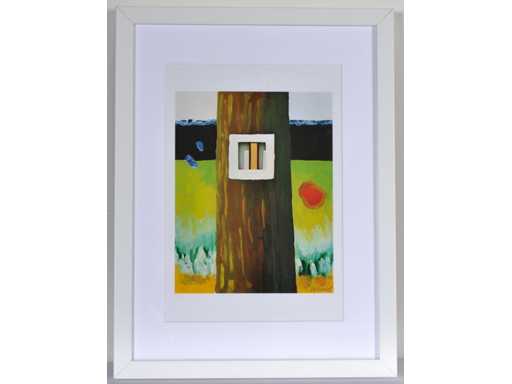 Roger Raveel - Boom en vertikale kruislat - offset