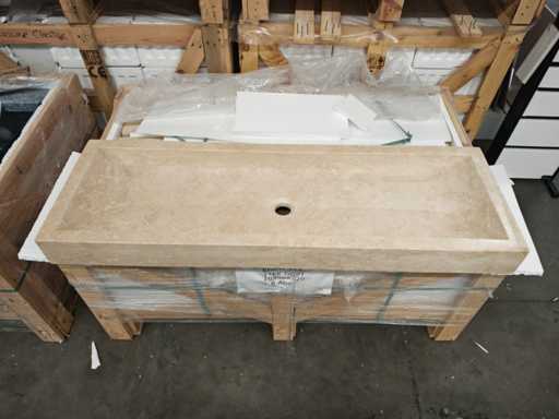 Lavandino in travertino leggero in pietra naturale 120x40x10 cm
