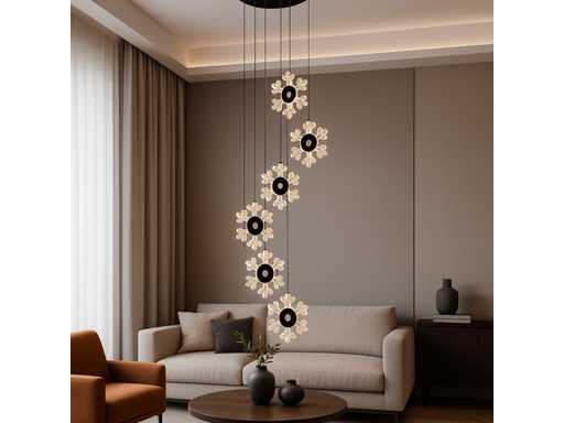 Lampe suspendue LED – B074/6 – 3000K – Blanc chaud – Ø350 mm – Hauteur réglable – Argent 