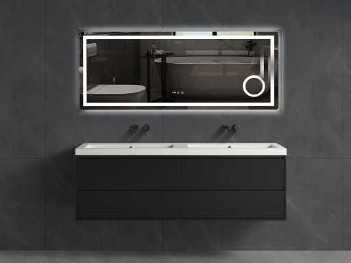 Mawialux set de meubles de salle de bain 160cm (noir mat ou blanc mat)