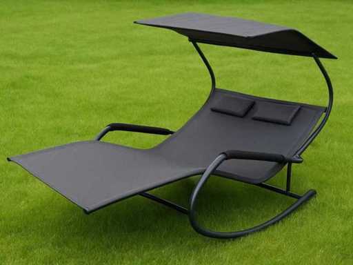 Gardissimo Schommelende Duo Ligstoel met Zonnescherm – Antraciet – 205 cm