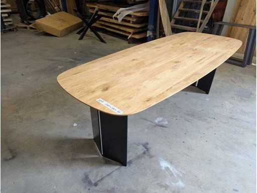 Dining table Oak Danish oval 240 x 100 x 76cm. Metal sidewall base