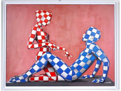 Jack Gage – Amour en rouge et bleu - oil on canvas - 90x120 cm 