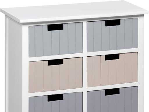 Ladekast met 6 houten lades