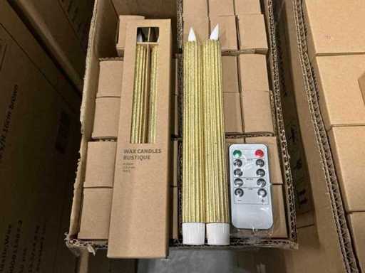 Lot LED Candles D2,4/H25cm gold rustic wax 2/set (212x set)