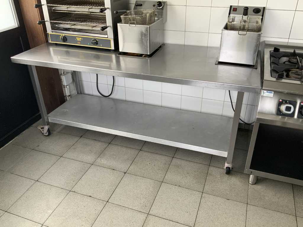 Stainless steel work table (mobile)