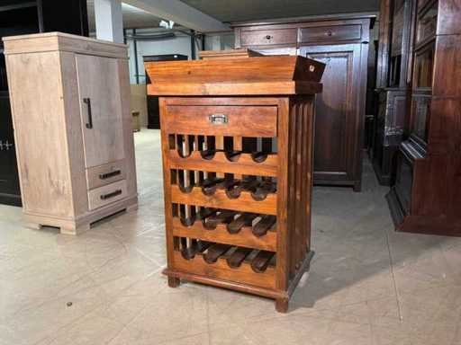 Portavino in legno con vassoio