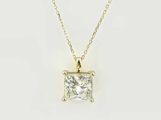 14 KT Yellow gold Necklace with Pendant With 4.02 Cts Lab Grown Diamond