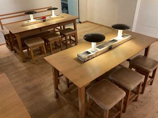Hutten - Restauranttafel met marmeren opbouw en verlichting (2x)