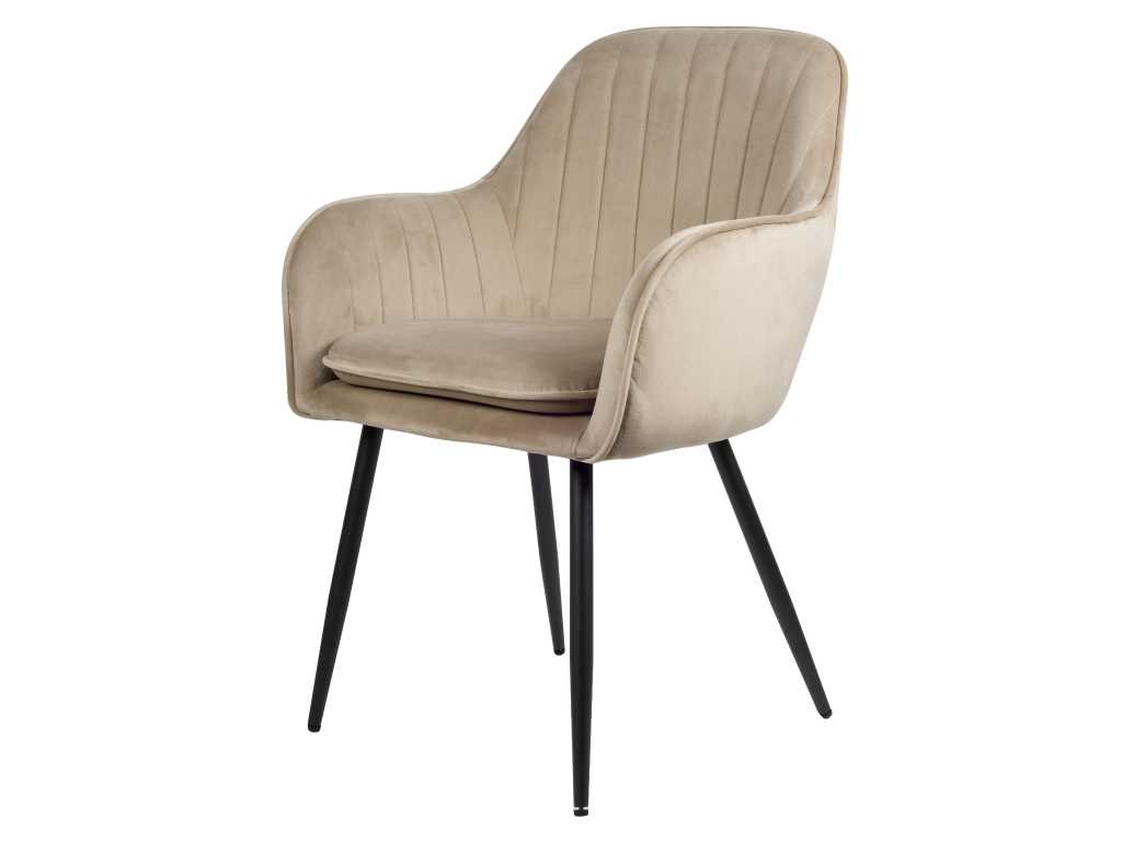 6x Design dining chair beige velvet