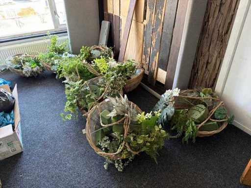 Decorative art plants in basket (8x)