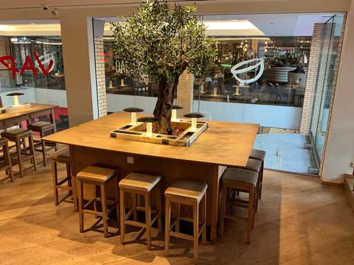 Hutten - Bartafel met marmeren opbouw, verlichting & boom