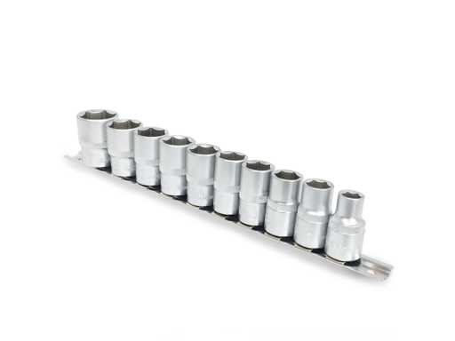Jeu de clé à douille de 10 pièces. 1/2" (20x)