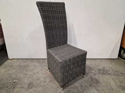 2 x Luxury Lounge - Wickerstoel Hoge Rug Zilvergrijs HDPE Wicker 7mm
