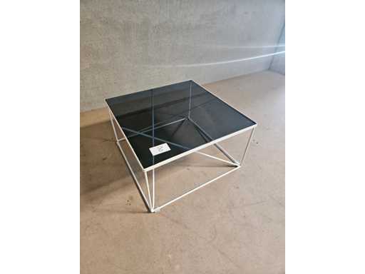 coffee table white with glass plate 70x70cm