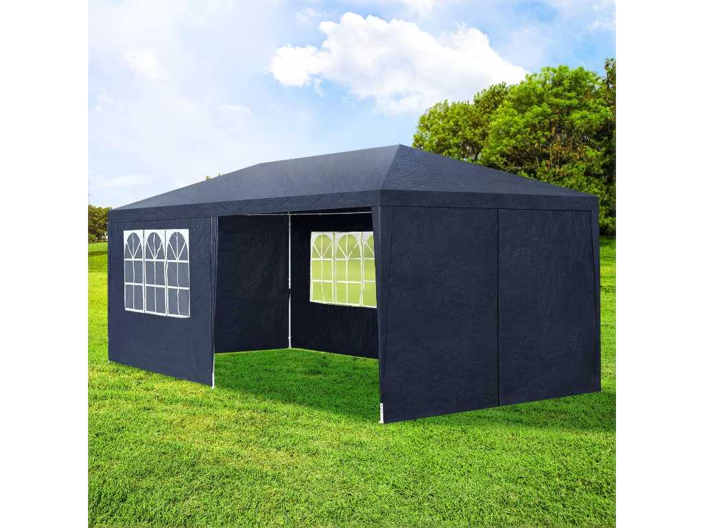 Party tent 3x6 m Blue 
with Roof & Side Walls