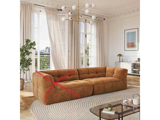 2-seater fabric chaise longue - Dark ochre