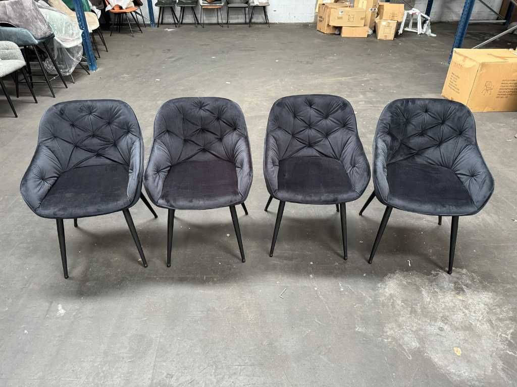 4x Design dining chair grey velvet showroom model