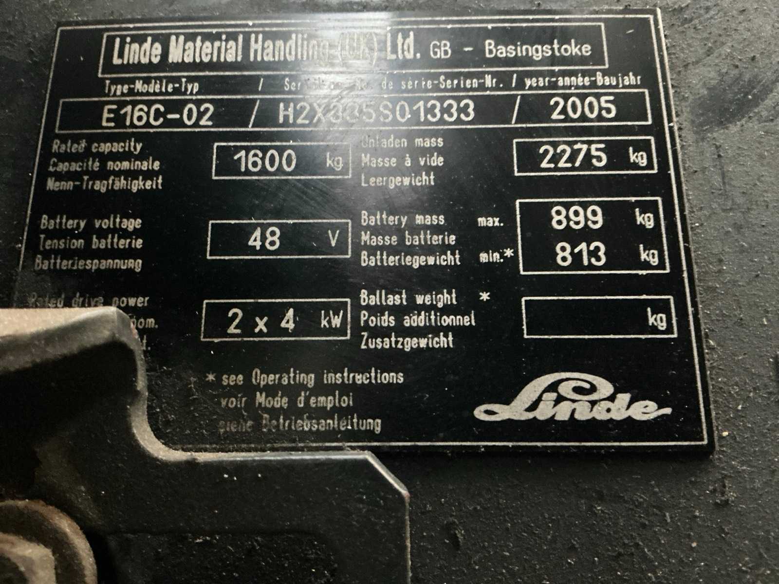 2005 Linde E16-C02 Forklift Truck