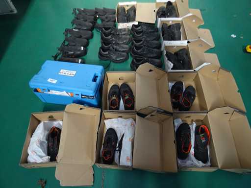 Batch of work shoes and overshoes