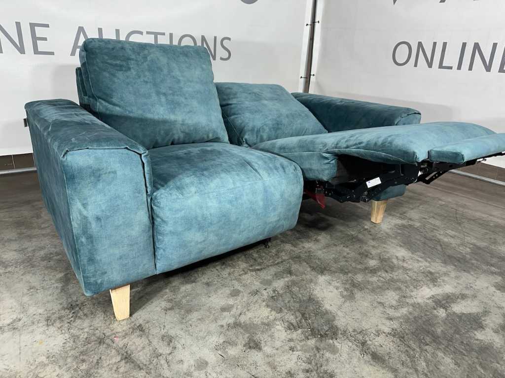Hjort Knudsen - 2-seater sofa, petrol velvet fabric, electrically adjustable recliner function