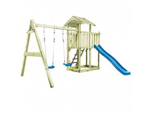 Playground equipment with swings and slide - 385x353x268 cm