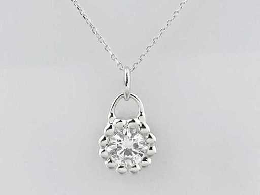 14 KT witgouden ketting met hanger en labgekweekte diamant