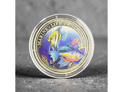 1996 Liberia Farbmünze Schutz der Meeresfauna Tropische Zierfische 1 Dollar Gratis EU-Versand