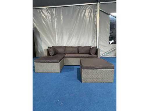 MaxxGarden Loungeset en osier pour 4 personnes